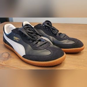 New! Men's Puma Super Liga Retro Leather. Black/White. Size 9.